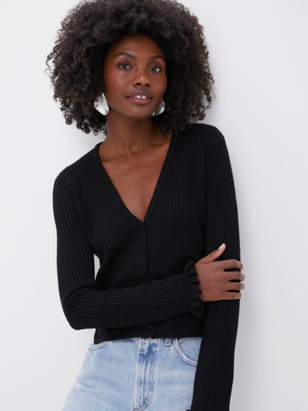 Tuckernuck Pomander Place | Cable Knit Emma Cardigan in Black